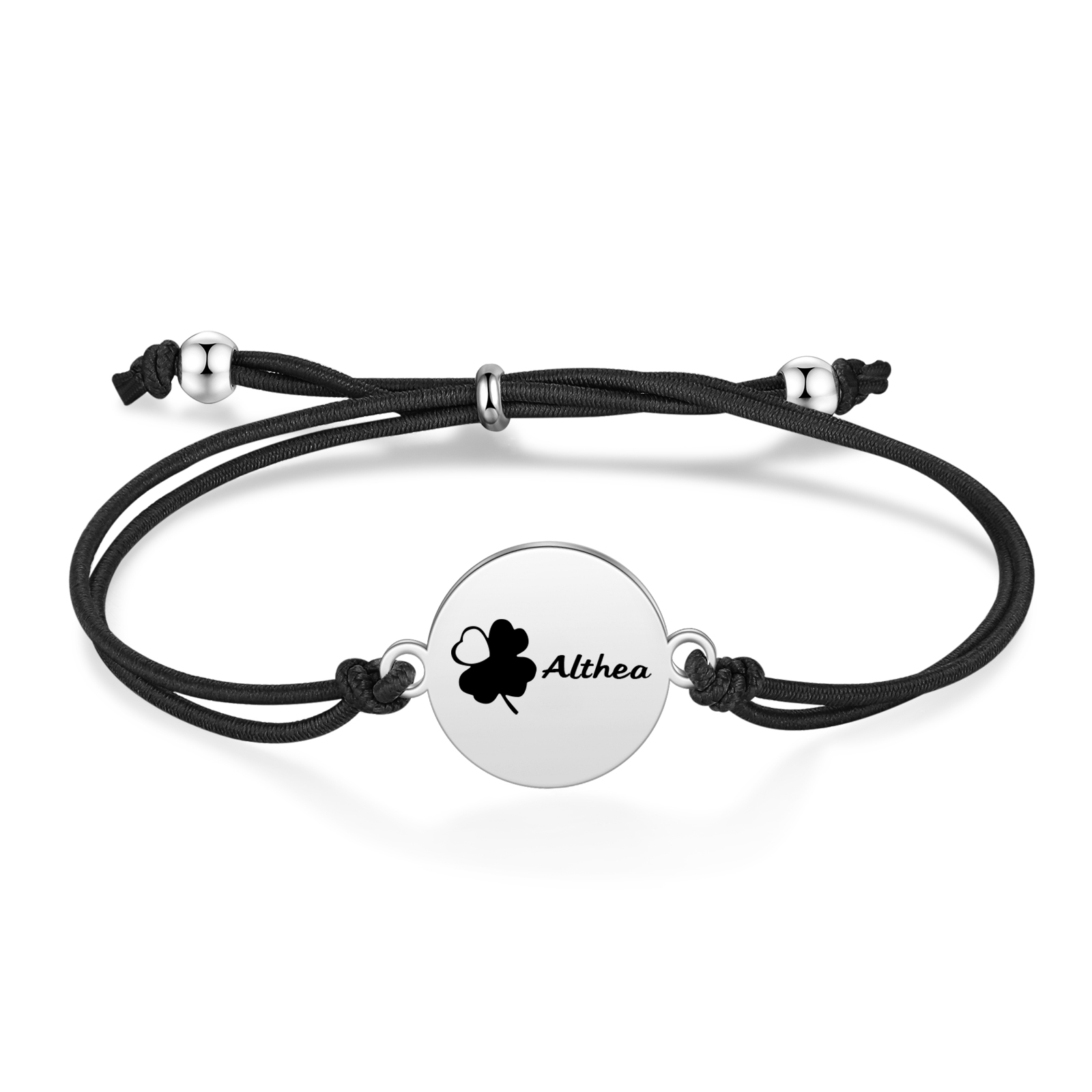 2-PCS Personalised Elastic Cord Bracelet with Love Pattern, Customized with 2 Names, Gift for Daughter