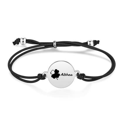 2-PCS Personalised Elastic Cord Bracelet with Love Pattern, Customized with 2 Names, Gift for Daughter