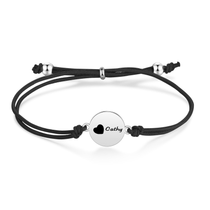 2-PCS Personalised Elastic Cord Bracelet with Love Pattern, Customized with 2 Names, Gift for Daughter