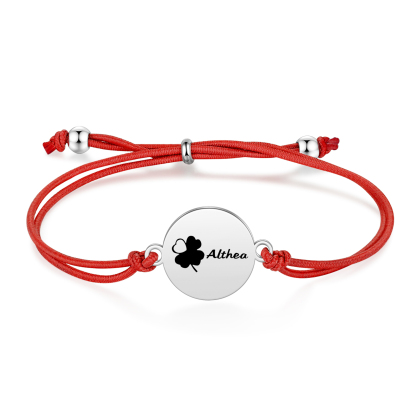 2-PCS Personalised Elastic Cord Bracelet with Love Pattern, Customized with 2 Names, Gift for Daughter