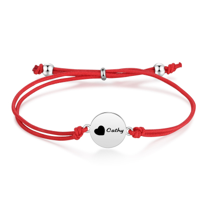 2-PCS Personalised Elastic Cord Bracelet with Love Pattern, Customized with 2 Names, Gift for Daughter
