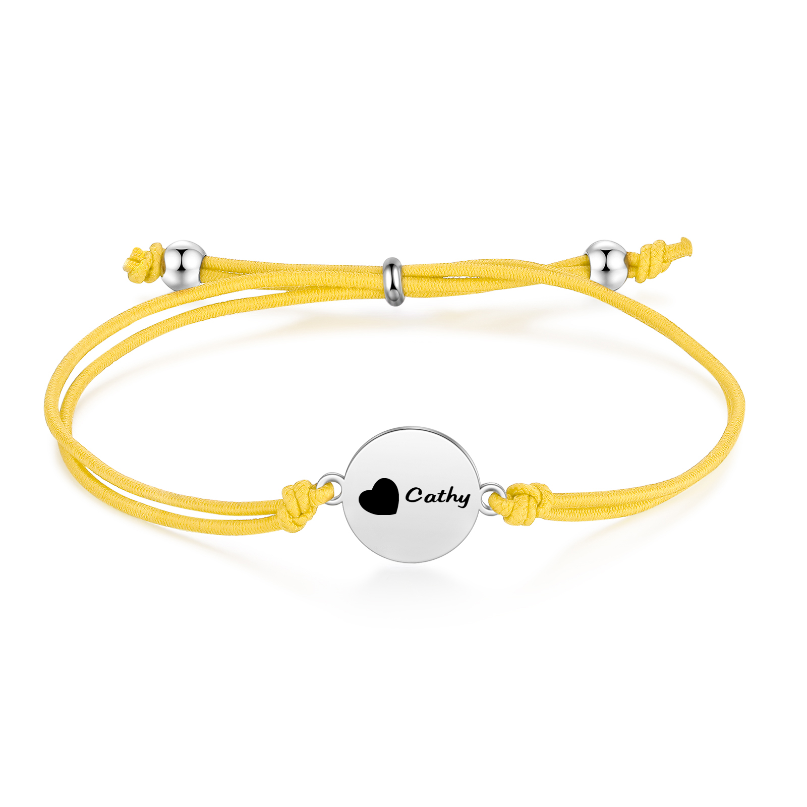 2-PCS Personalised Elastic Cord Bracelet with Love Pattern, Customized with 2 Names, Gift for Daughter