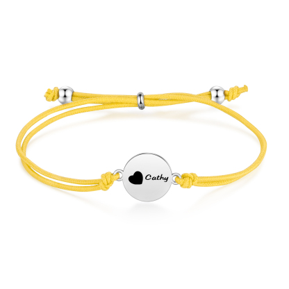 2-PCS Personalised Elastic Cord Bracelet with Love Pattern, Customized with 2 Names, Gift for Daughter
