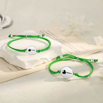 2-PCS Personalised Elastic Cord Bracelet with Love Pattern, Customized with 2 Names, Gift for Daughter