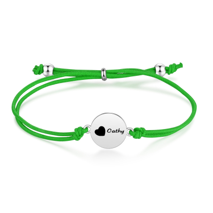 2-PCS Personalised Elastic Cord Bracelet with Love Pattern, Customized with 2 Names, Gift for Daughter