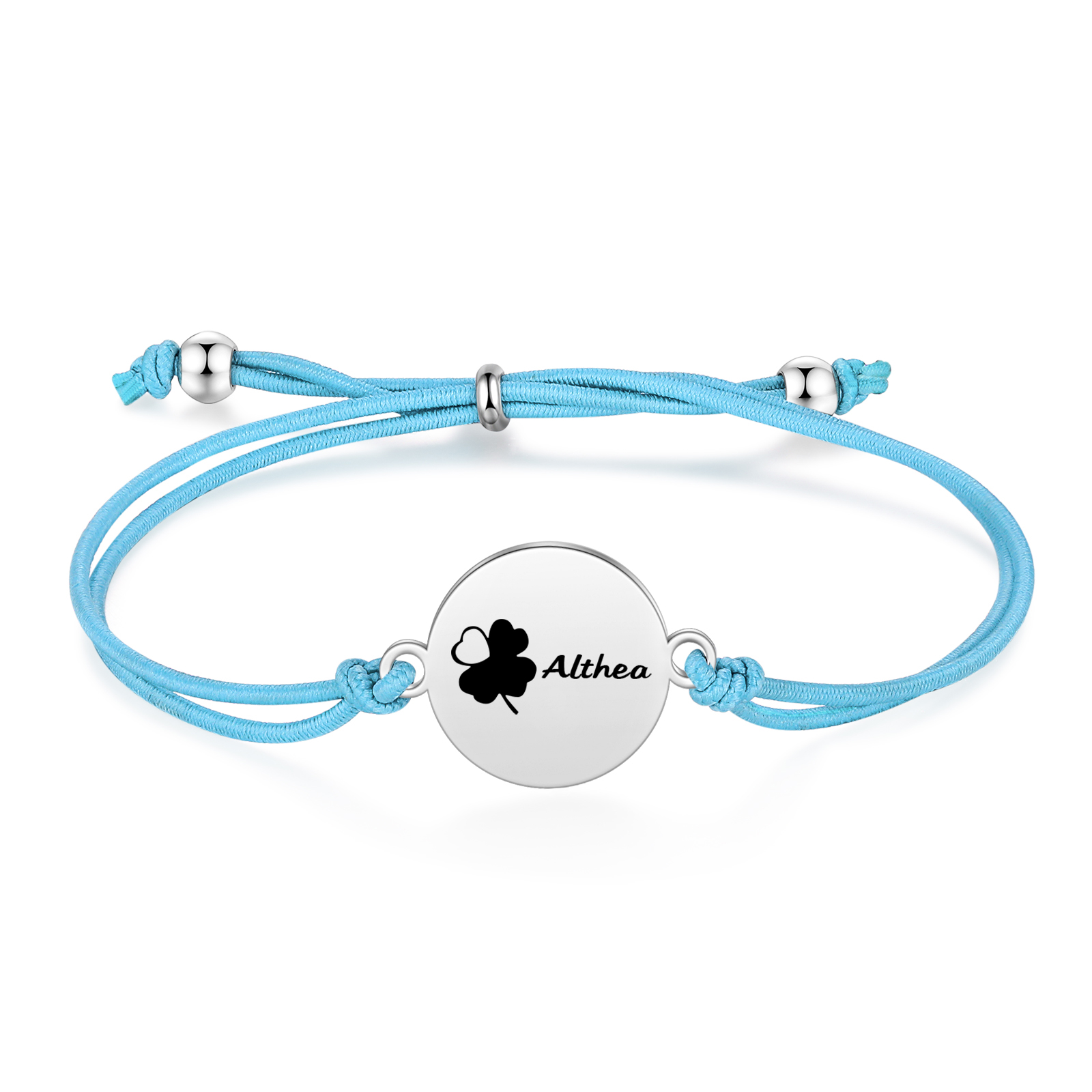 2-PCS Personalised Elastic Cord Bracelet with Love Pattern, Customized with 2 Names, Gift for Daughter