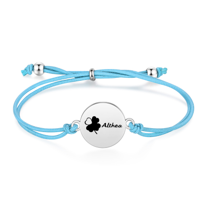 2-PCS Personalised Elastic Cord Bracelet with Love Pattern, Customized with 2 Names, Gift for Daughter