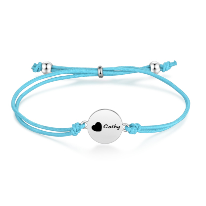 2-PCS Personalised Elastic Cord Bracelet with Love Pattern, Customized with 2 Names, Gift for Daughter