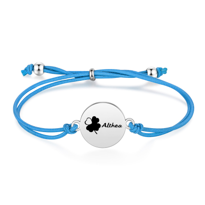 2-PCS Personalised Elastic Cord Bracelet with Love Pattern, Customized with 2 Names, Gift for Daughter