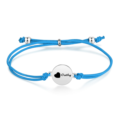 2-PCS Personalised Elastic Cord Bracelet with Love Pattern, Customized with 2 Names, Gift for Daughter