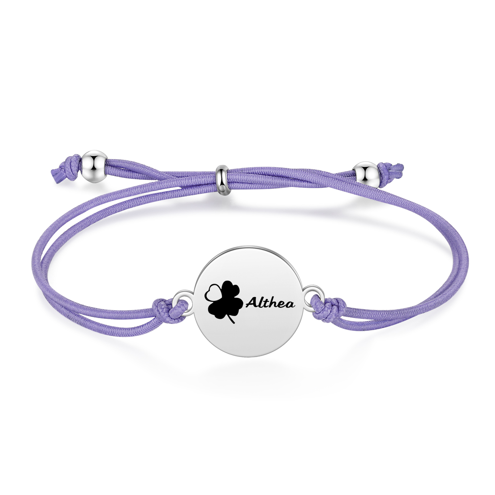 2-PCS Personalised Elastic Cord Bracelet with Love Pattern, Customized with 2 Names, Gift for Daughter