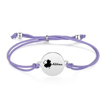 2-PCS Personalised Elastic Cord Bracelet with Love Pattern, Customized with 2 Names, Gift for Daughter