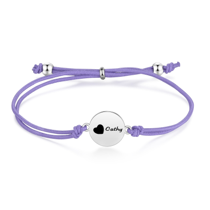 2-PCS Personalised Elastic Cord Bracelet with Love Pattern, Customized with 2 Names, Gift for Daughter