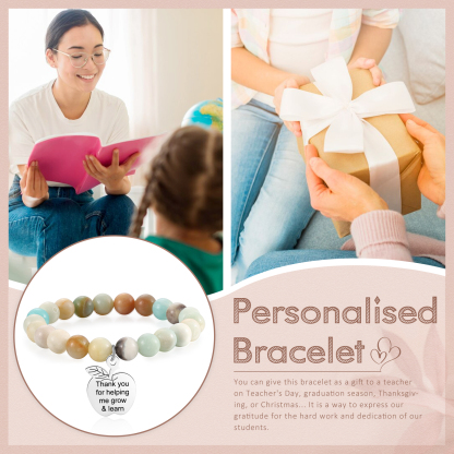 Personalized Text Stainless Steel & Stone Exquisite Bracelet, A Back-To-School Gift For Daughter/Son