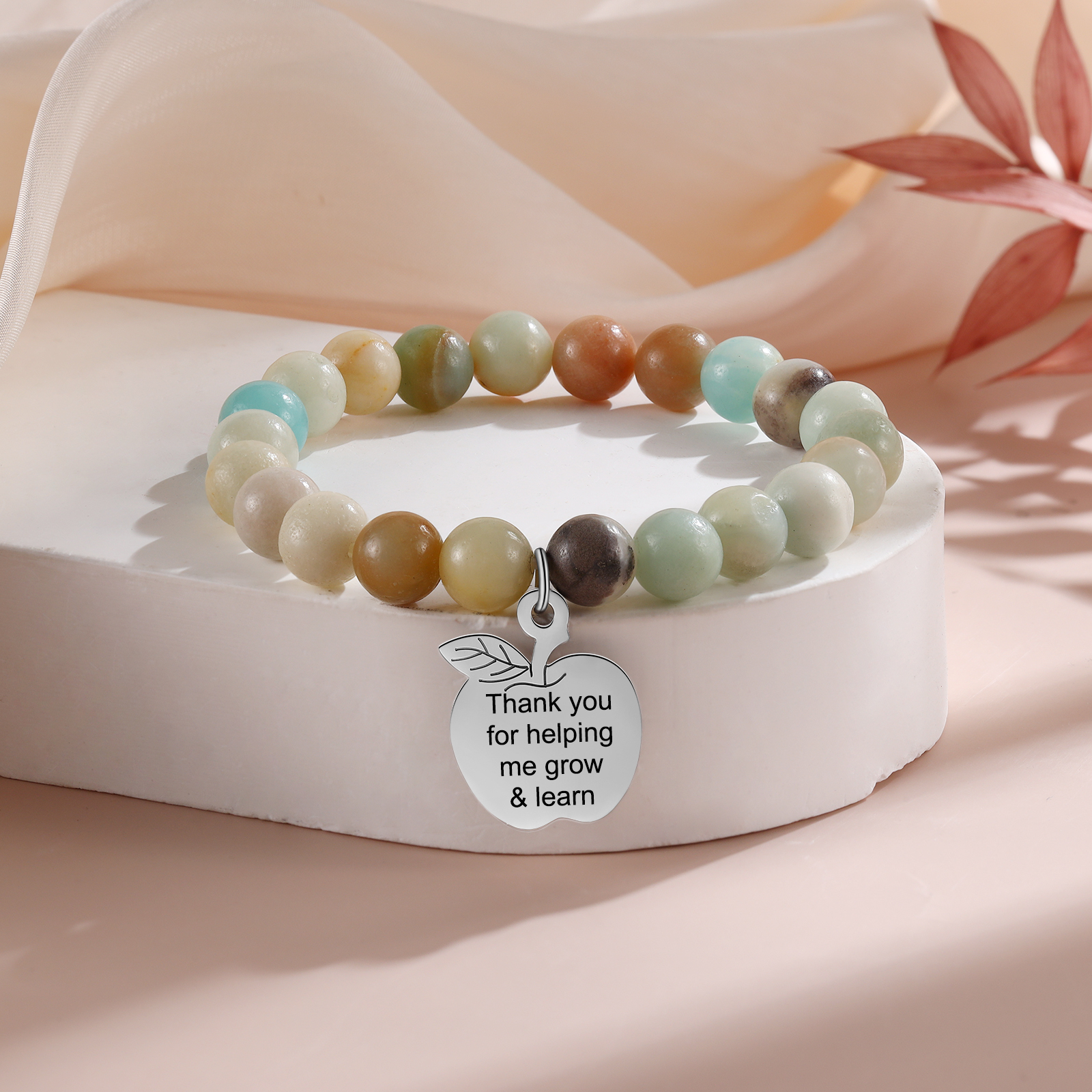 Personalized Text Stainless Steel & Stone Exquisite Bracelet, A Back-To-School Gift For Daughter/Son