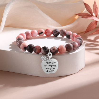 Personalized Text Stainless Steel & Stone Exquisite Bracelet, A Back-To-School Gift For Daughter/Son