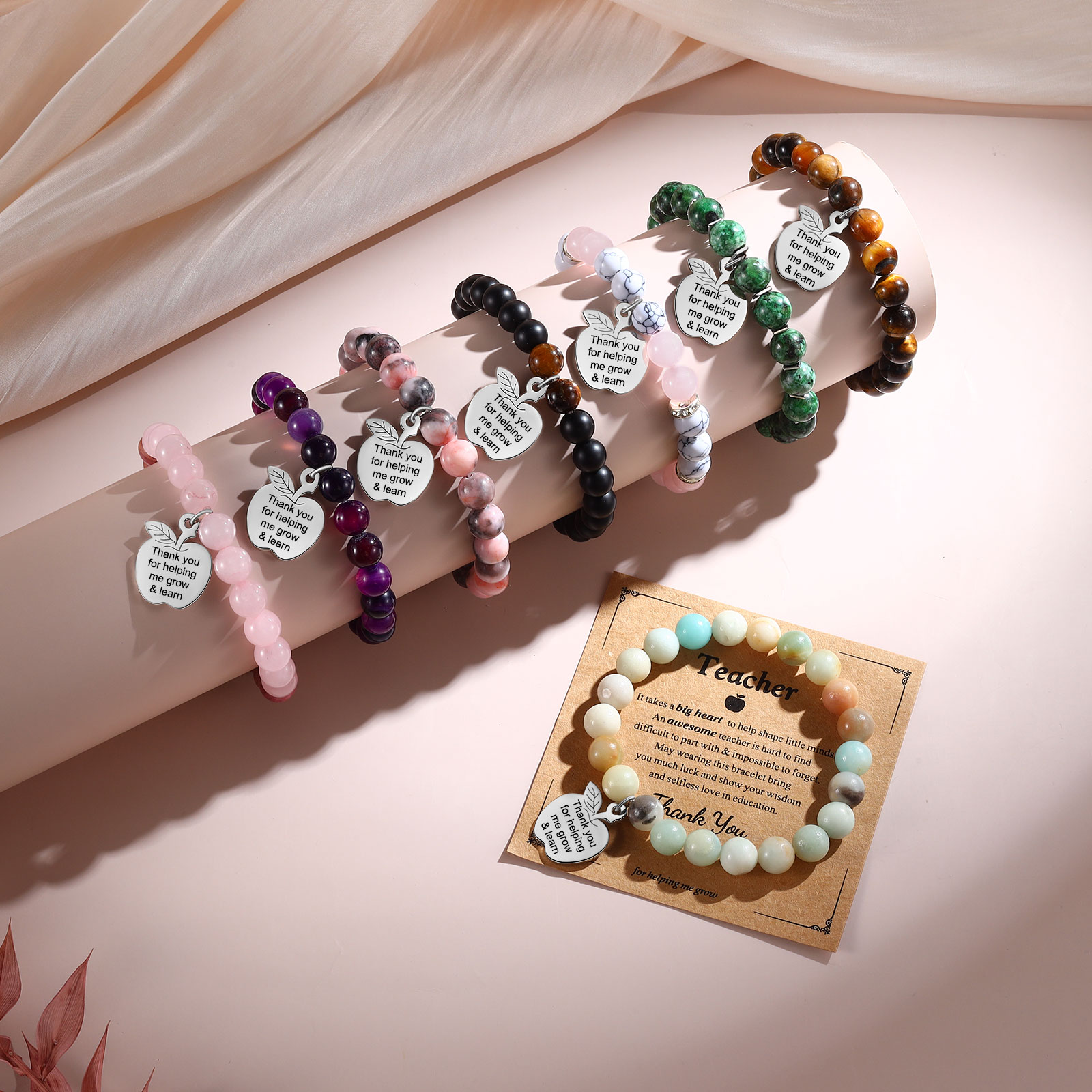 Personalized Text Stainless Steel & Stone Exquisite Bracelet, A Back-To-School Gift For Daughter/Son