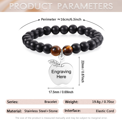 Personalized Text Stainless Steel & Stone Exquisite Bracelet, A Back-To-School Gift For Daughter/Son