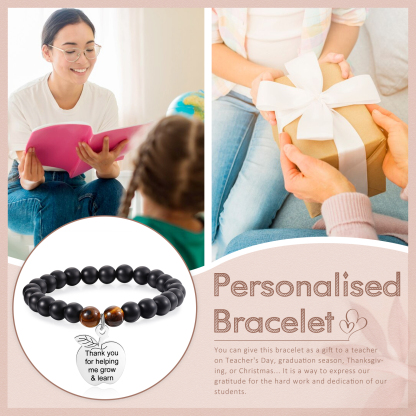 Personalized Text Stainless Steel & Stone Exquisite Bracelet, A Back-To-School Gift For Daughter/Son