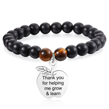 Personalized Text Stainless Steel & Stone Exquisite Bracelet, A Back-To-School Gift For Daughter/Son