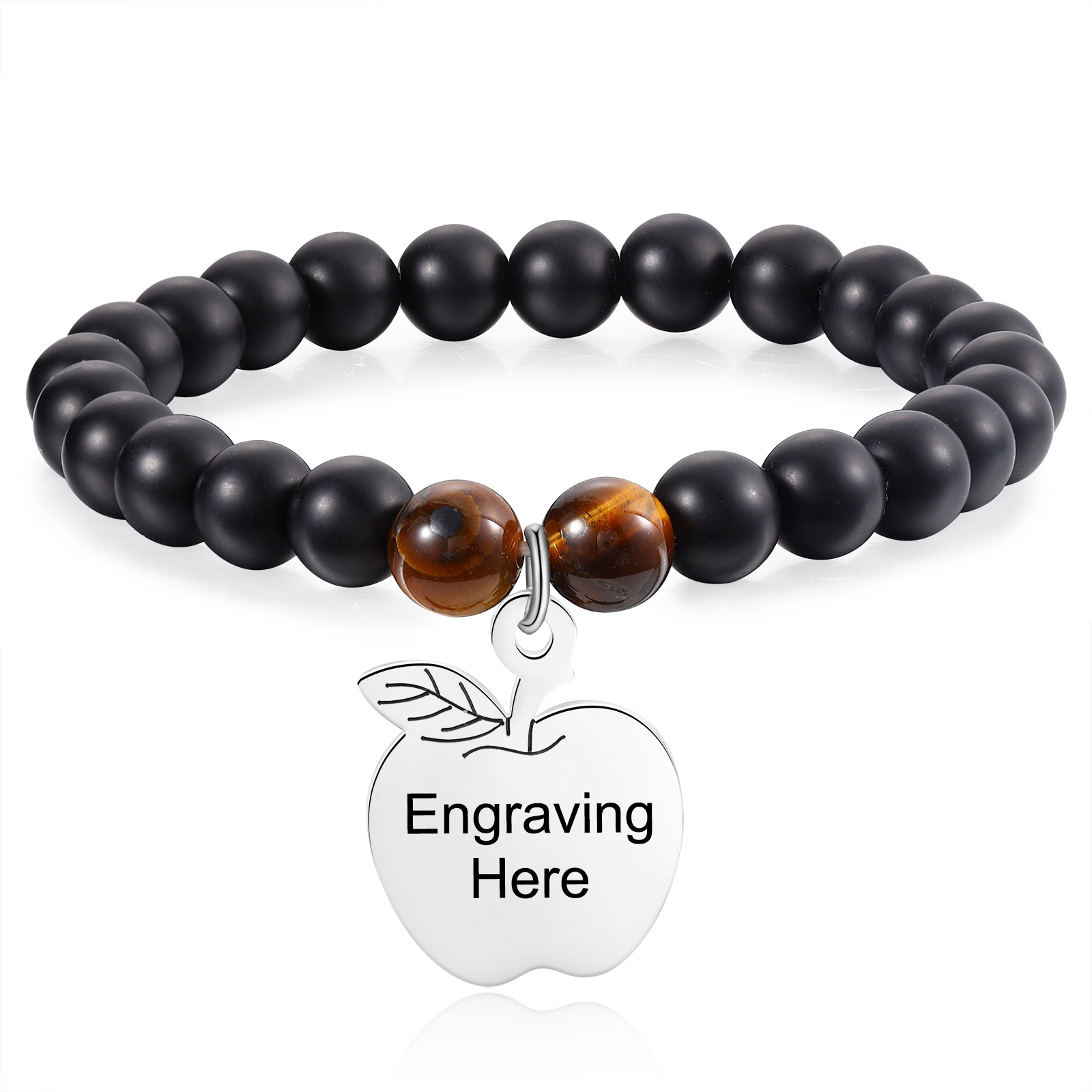 Personalized Text Stainless Steel & Stone Exquisite Bracelet, A Back-To-School Gift For Daughter/Son