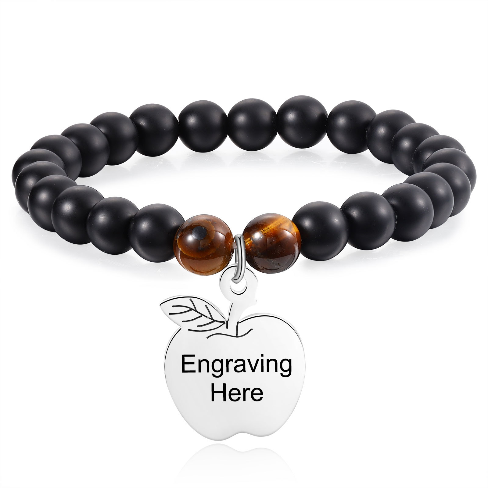 Personalized Text Stainless Steel & Stone Exquisite Bracelet, A Back-To-School Gift For Daughter/Son