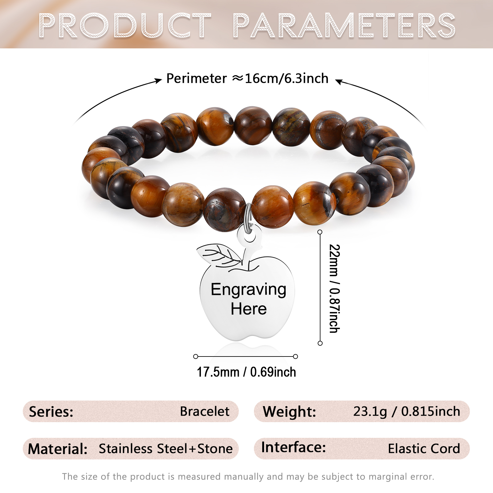 Personalized Text Stainless Steel & Stone Exquisite Bracelet, A Back-To-School Gift For Daughter/Son