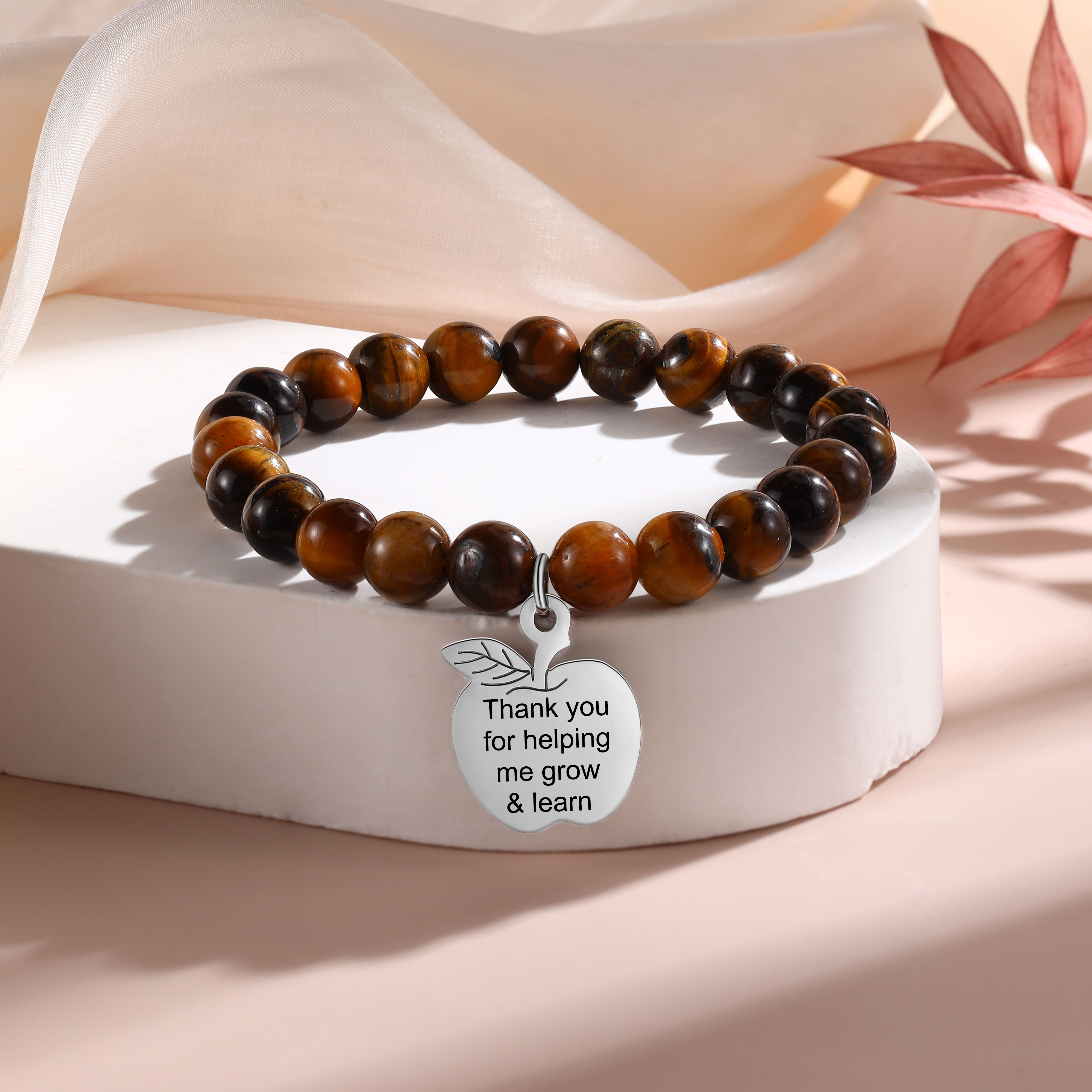 Personalized Text Stainless Steel & Stone Exquisite Bracelet, A Back-To-School Gift For Daughter/Son