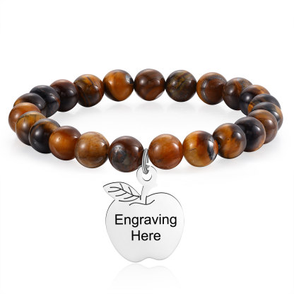 Personalized Text Stainless Steel & Stone Exquisite Bracelet, A Back-To-School Gift For Daughter/Son