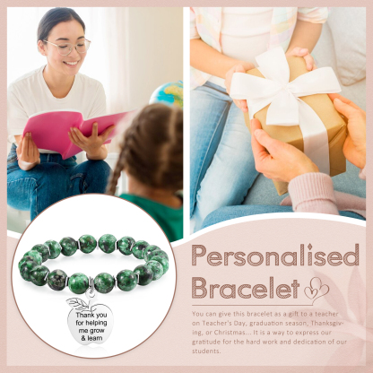 Personalized Text Stainless Steel & Stone Exquisite Bracelet, A Back-To-School Gift For Daughter/Son