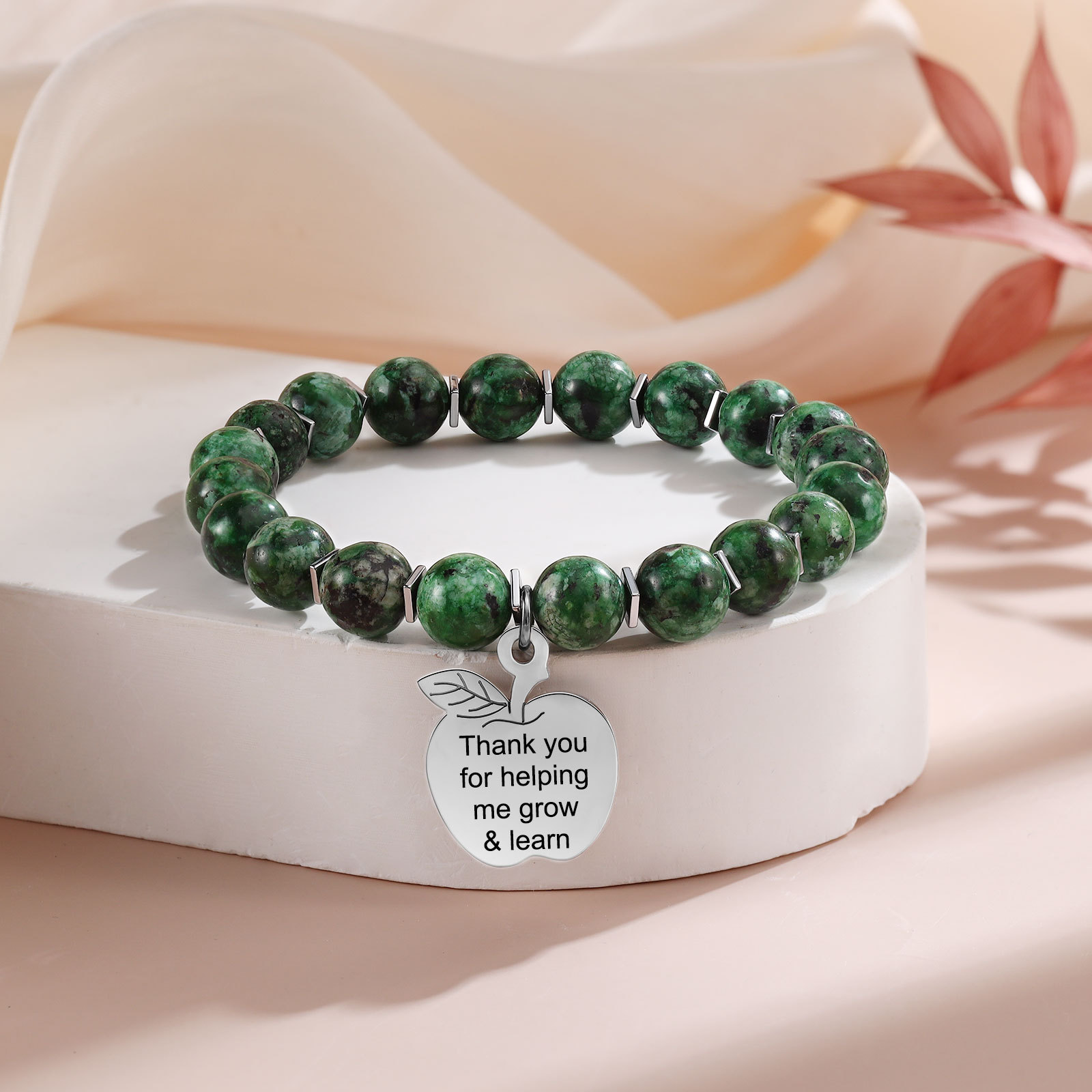 Personalized Text Stainless Steel & Stone Exquisite Bracelet, A Back-To-School Gift For Daughter/Son