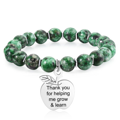 Personalized Text Stainless Steel & Stone Exquisite Bracelet, A Back-To-School Gift For Daughter/Son