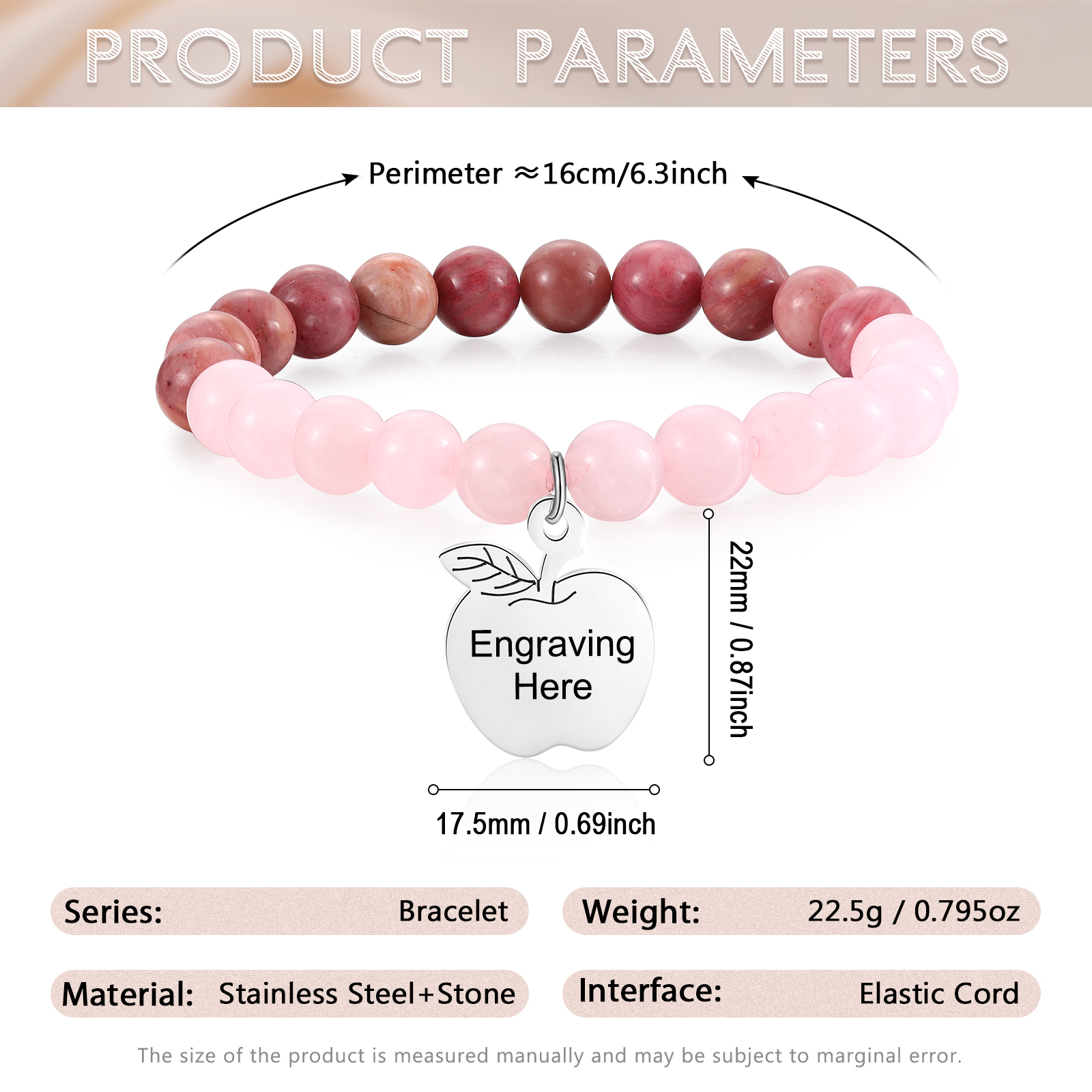 Personalized Text Stainless Steel & Stone Exquisite Bracelet, A Back-To-School Gift For Daughter/Son