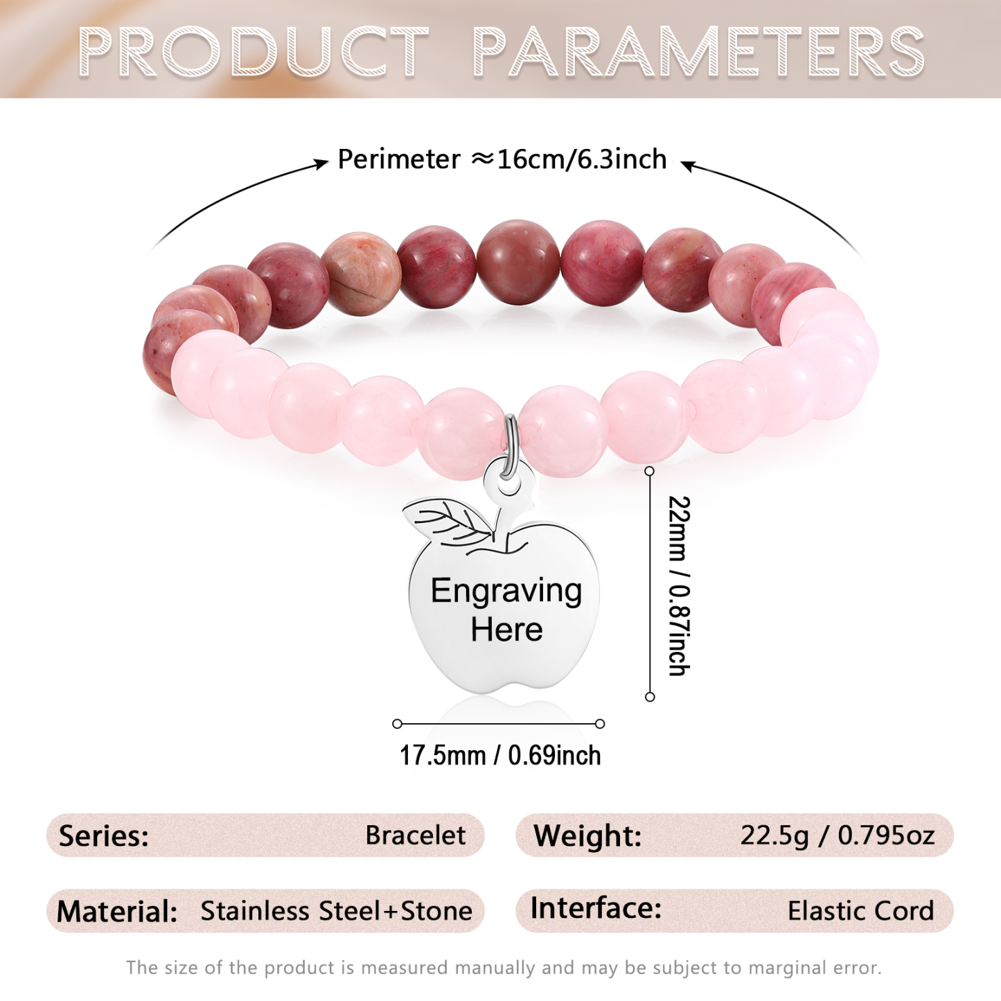 Personalized Text Stainless Steel & Stone Exquisite Bracelet, A Back-To-School Gift For Daughter/Son