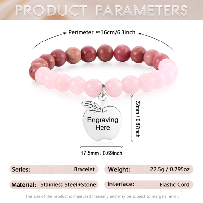 Personalized Text Stainless Steel & Stone Exquisite Bracelet, A Back-To-School Gift For Daughter/Son