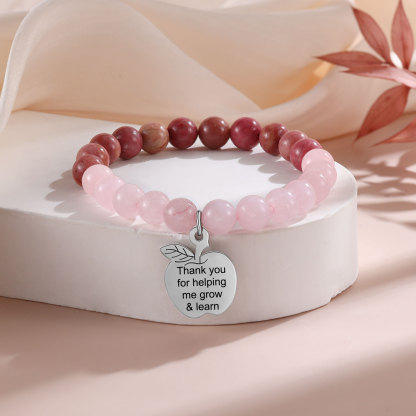Personalized Text Stainless Steel & Stone Exquisite Bracelet, A Back-To-School Gift For Daughter/Son