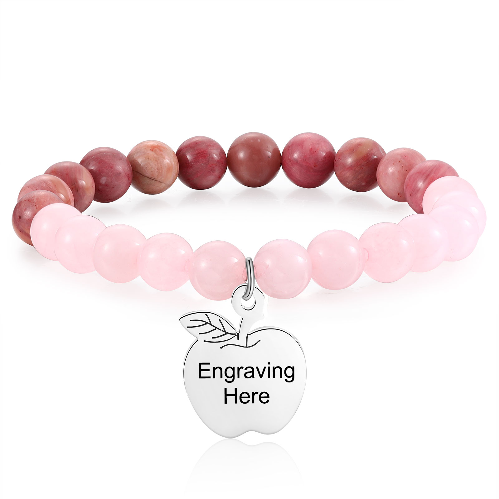 Personalized Text Stainless Steel & Stone Exquisite Bracelet, A Back-To-School Gift For Daughter/Son