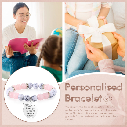 Personalized Text Stainless Steel & Stone Exquisite Bracelet, A Back-To-School Gift For Daughter/Son