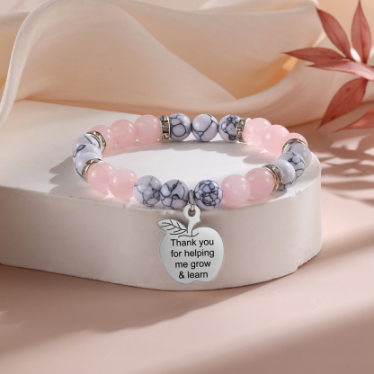 Personalized Text Stainless Steel & Stone Exquisite Bracelet, A Back-To-School Gift For Daughter/Son