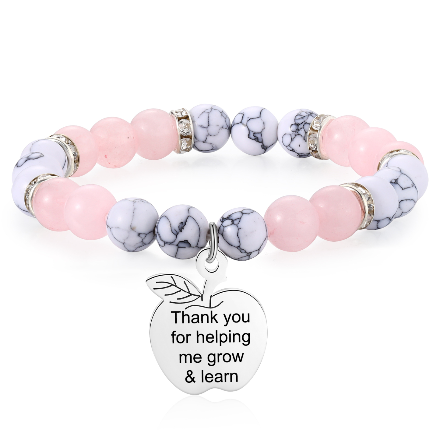 Personalized Text Stainless Steel & Stone Exquisite Bracelet, A Back-To-School Gift For Daughter/Son