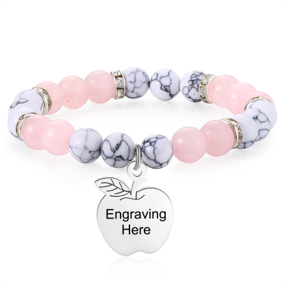 Personalized Text Stainless Steel & Stone Exquisite Bracelet, A Back-To-School Gift For Daughter/Son