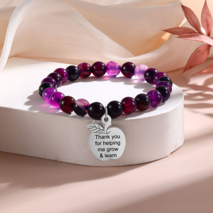 Personalized Text Stainless Steel & Stone Exquisite Bracelet, A Back-To-School Gift For Daughter/Son