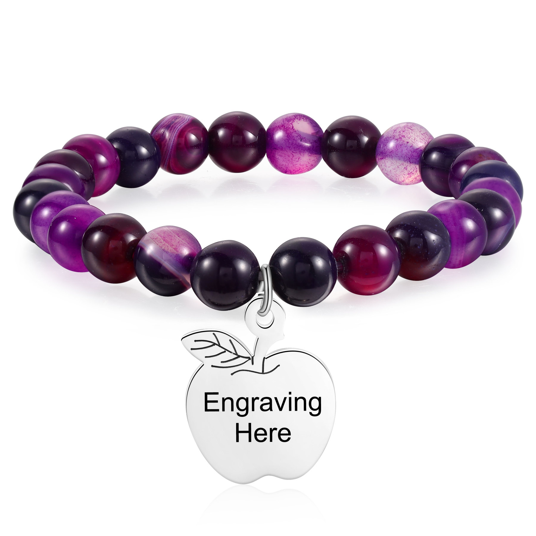 Personalized Text Stainless Steel & Stone Exquisite Bracelet, A Back-To-School Gift For Daughter/Son