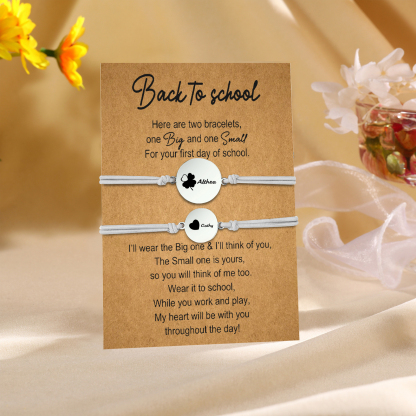 2 PCS Four Leaf Clover And Heart Elastic Stainless Steel Bracelets, A Good Back To School Gift For Daughter