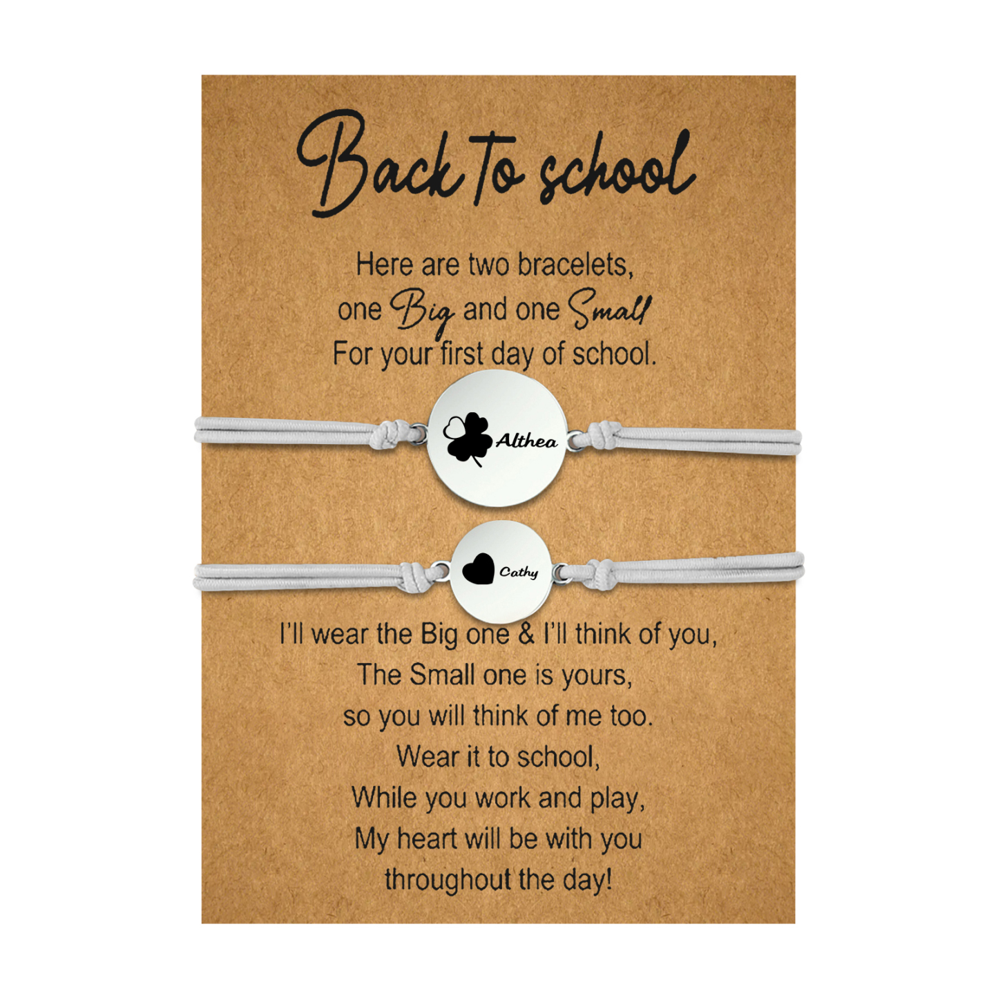 2 PCS Four Leaf Clover And Heart Elastic Stainless Steel Bracelets, A Good Back To School Gift For Daughter