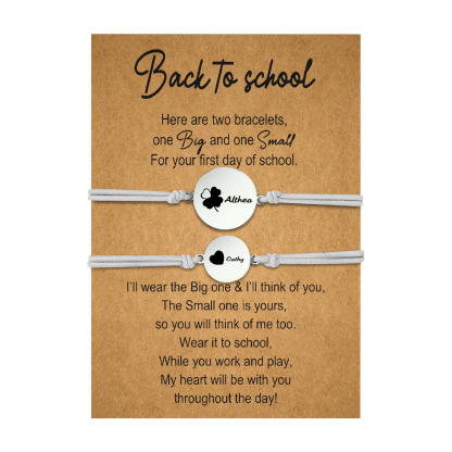 2 PCS Four Leaf Clover And Heart Elastic Stainless Steel Bracelets, A Good Back To School Gift For Daughter