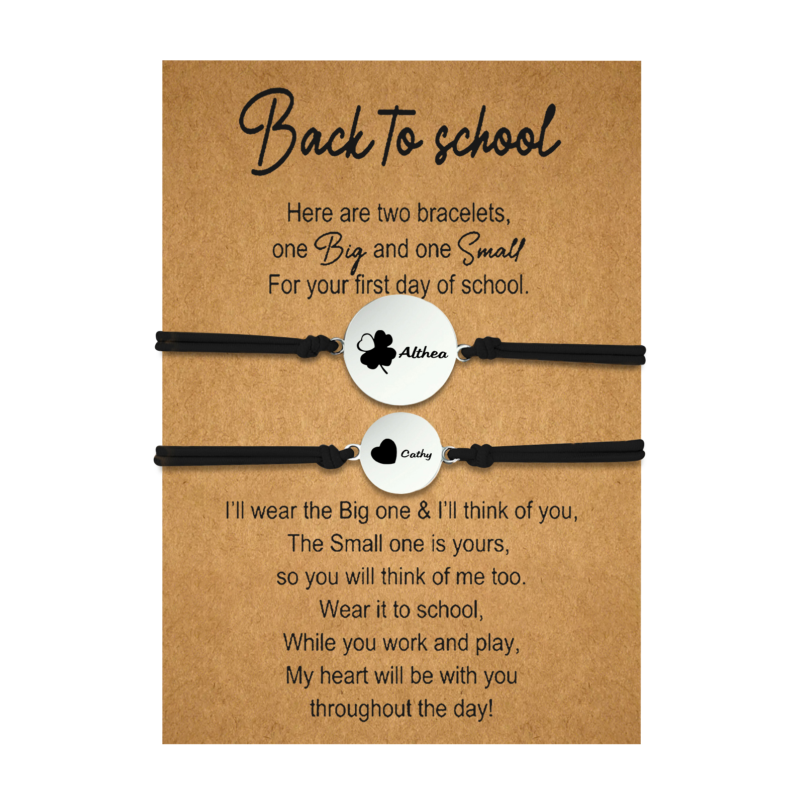 2 PCS Four Leaf Clover And Heart Elastic Stainless Steel Bracelets, A Good Back To School Gift For Daughter