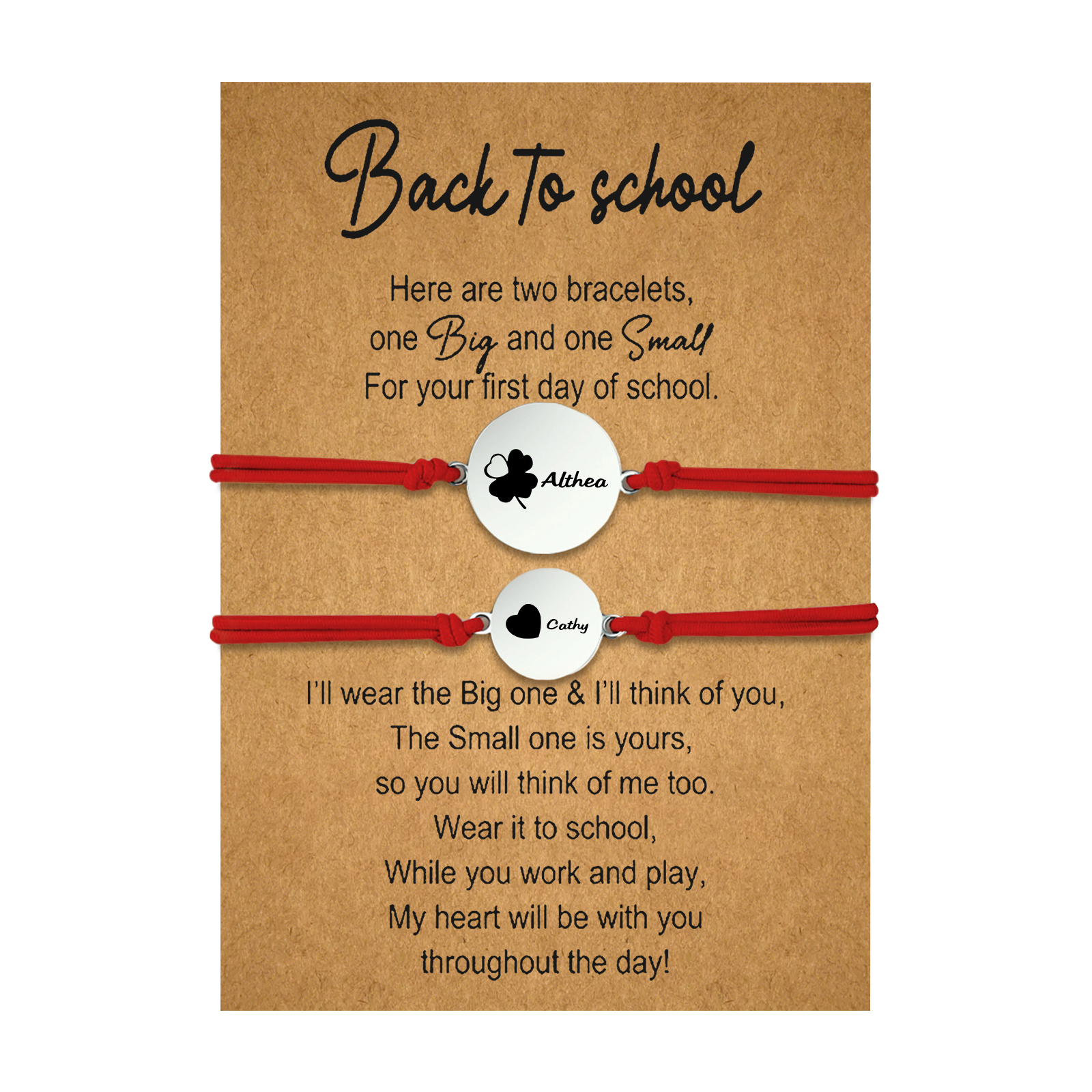 2 PCS Four Leaf Clover And Heart Elastic Stainless Steel Bracelets, A Good Back To School Gift For Daughter