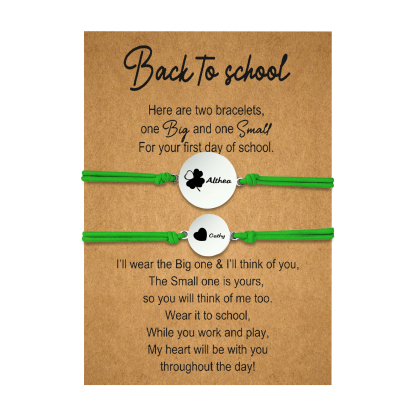 2 PCS Four Leaf Clover And Heart Elastic Stainless Steel Bracelets, A Good Back To School Gift For Daughter