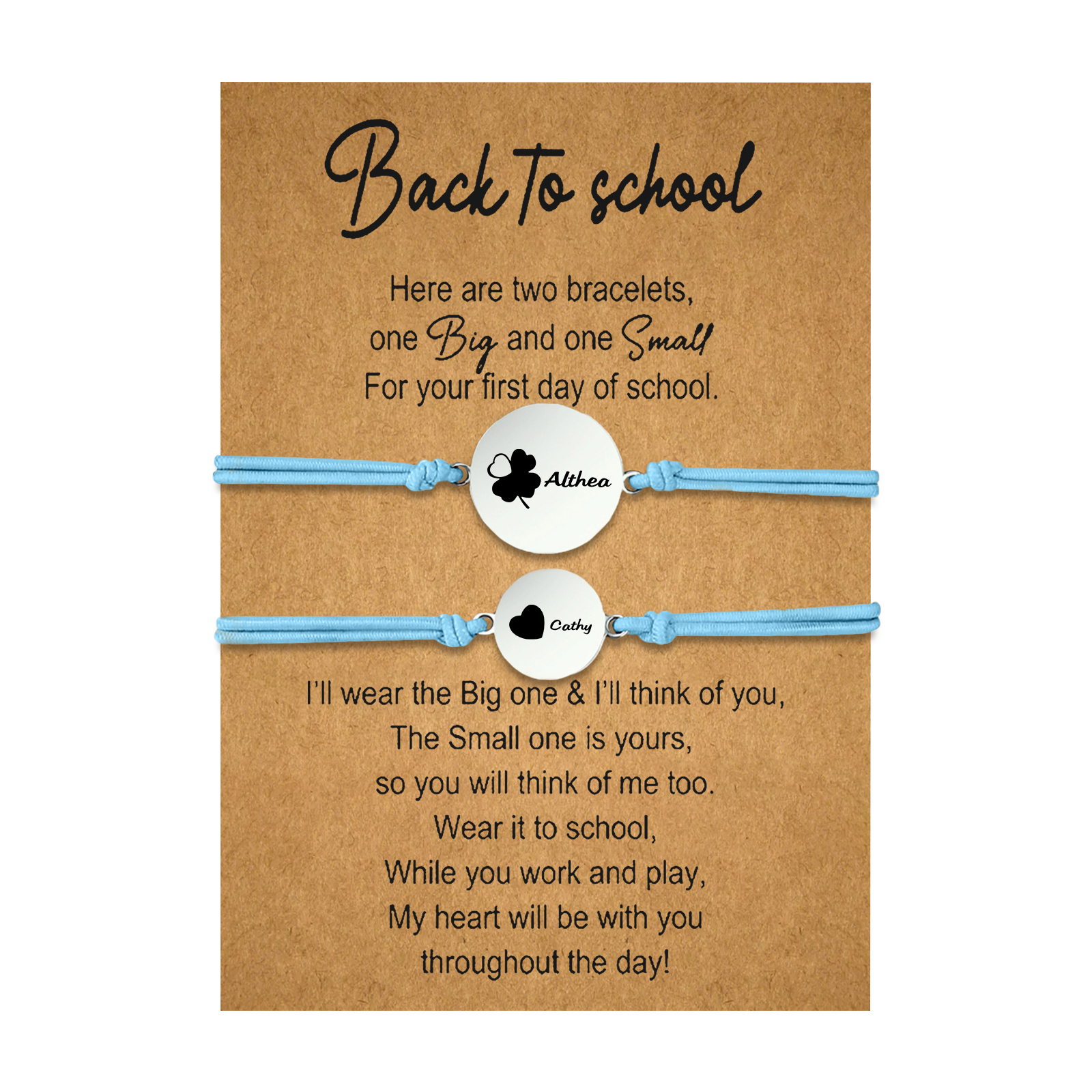 2 PCS Four Leaf Clover And Heart Elastic Stainless Steel Bracelets, A Good Back To School Gift For Daughter